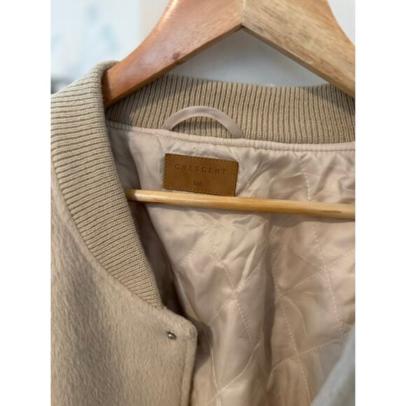 Crescent Beige Wool Blend Bomber Jacket Snap Front ✨ - Picture 5 of 7